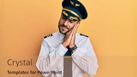  Presentation with airplane pilot - Presentation theme featuring handsome-hispanic-man-wearing-airplane background and a coral colored foreground
