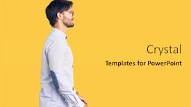  Presentation with business profile - PPT theme consisting of handsome-hispanic-man-wearing-business background and a yellow colored foreground