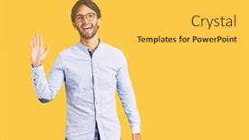  Presentation with business hello - Audience pleasing slide set consisting of handsome-hispanic-man-wearing-business backdrop and a yellow colored foreground