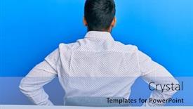  Presentation with standing sitting - PPT theme having handsome-hispanic-man-wearing-business background and a light blue colored foreground