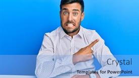  Presentation with forefinger - Slides featuring handsome-hispanic-man-wearing-business background and a light blue colored foreground