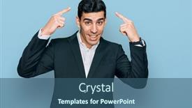  Presentation with great idea - Colorful theme enhanced with handsome-hispanic-man-wearing-business backdrop and a ocean colored foreground