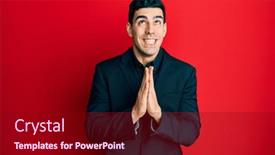 Presentation with praying hands - Audience pleasing slide deck consisting of handsome-hispanic-man-wearing-business backdrop and a crimson colored foreground