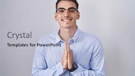  Presentation with praying hands - Theme having handsome-hispanic-man-wearing-business background and a  colored foreground