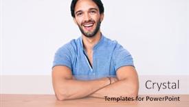  Presentation with clothes - Slide set consisting of handsome-hispanic-man-wearing-casual background and a coral colored foreground