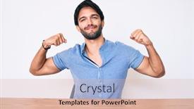  Presentation with army fitness - Slide set featuring handsome-hispanic-man-wearing-casual background and a lemonade colored foreground