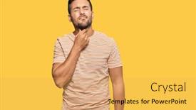  Presentation with sore throat - Colorful PPT theme enhanced with handsome-hispanic-man-wearing-casual backdrop and a yellow colored foreground
