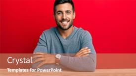  Presentation with camera - Audience pleasing slides consisting of handsome-hispanic-man-wearing-casual backdrop and a coral colored foreground