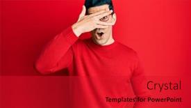  Presentation with eye glasses looking at world - PPT layouts with handsome-hispanic-man-wearing-casual background and a crimson colored foreground