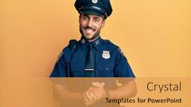  Presentation with optimistic - Presentation consisting of handsome-hispanic-man-wearing-police background and a yellow colored foreground