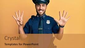 Presentation with police police - Amazing presentation theme having handsome-hispanic-man-wearing-police backdrop and a gold colored foreground