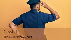  Presentation with police - Audience pleasing slide set consisting of handsome-hispanic-man-wearing-police backdrop and a gold colored foreground