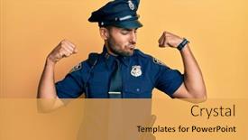  Presentation with police police - Beautiful slide set featuring handsome-hispanic-man-wearing-police backdrop and a yellow colored foreground