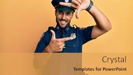  Presentation with police photography - Beautiful theme featuring handsome-hispanic-man-wearing-police backdrop and a yellow colored foreground