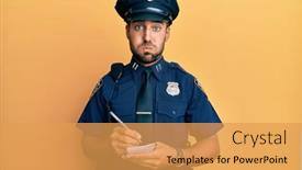  Presentation with puffing - Amazing slide set having handsome-hispanic-man-wearing-police backdrop and a yellow colored foreground