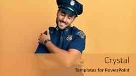  Presentation with self care - Slide set with handsome-hispanic-man-wearing-police background and a yellow colored foreground