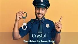  Presentation with hand handcuffs - Cool new theme with handsome-hispanic-man-wearing-police backdrop and a navy blue colored foreground