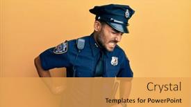  Presentation with back pain - Cool new presentation theme with handsome-hispanic-man-wearing-police backdrop and a yellow colored foreground