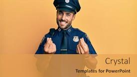  Presentation with salary - PPT theme enhanced with handsome-hispanic-man-wearing-police background and a yellow colored foreground
