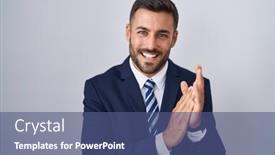  Presentation with man in suit and tie - PPT theme enhanced with handsome-hispanic-man-wearing-suit background and a ocean colored foreground