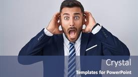  Presentation with tie - Presentation theme having handsome-hispanic-man-wearing-suit background and a  colored foreground