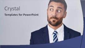  Presentation with tie - Slide deck with handsome-hispanic-man-wearing-suit background and a light gray colored foreground