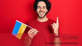  Presentation with ukraine - Presentation with handsome-hispanic-man-wearing-ukraine background and a  colored foreground