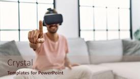  Presentation with virtual reality - Slide set enhanced with handsome-hispanic-man-wearing-virtual background and a coral colored foreground