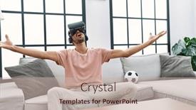  Presentation with virtual reality - Theme featuring handsome-hispanic-man-wearing-virtual background and a soft green colored foreground