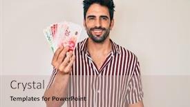  Presentation with beard - Presentation theme enhanced with handsome-hispanic-man-with-beard background and a mint green colored foreground