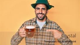  Presentation with beard - PPT theme with handsome-hispanic-man-with-beard background and a coral colored foreground