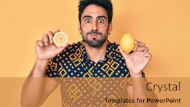  Presentation with puffing - Slide set with handsome-hispanic-man-with-beard background and a gold colored foreground