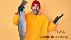  Presentation with beard - Presentation design featuring handsome-hispanic-man-with-beard background and a gold colored foreground