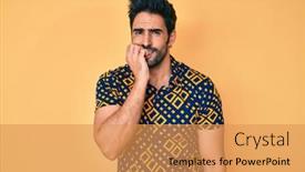  Presentation with 80s disco - PPT layouts enhanced with handsome-hispanic-man-with-beard background and a yellow colored foreground