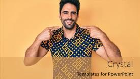  Presentation with 80s disco - Presentation design enhanced with handsome-hispanic-man-with-beard background and a yellow colored foreground