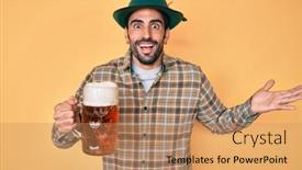  Presentation with achievement - Presentation design featuring handsome-hispanic-man-with-beard background and a coral colored foreground