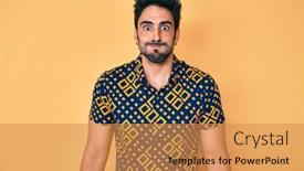  Presentation with 80s disco - PPT theme enhanced with handsome-hispanic-man-with-beard background and a gold colored foreground