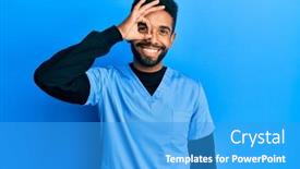  Presentation with male nurse - Slide deck enhanced with handsome-hispanic-man-with-beard background and a teal colored foreground