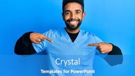  Presentation with male nurse - Presentation enhanced with handsome-hispanic-man-with-beard background and a teal colored foreground