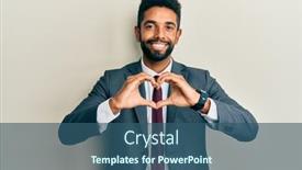  Presentation with heart hands - Beautiful PPT theme featuring handsome-hispanic-man-with-beard backdrop and a ocean colored foreground