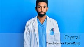  Presentation with crying - Slide deck enhanced with handsome-hispanic-man-with-beard background and a light blue colored foreground