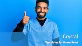  Presentation with hispanic millennials - Presentation theme having handsome-hispanic-man-with-beard background and a teal colored foreground