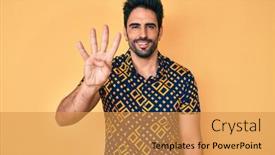  Presentation with 80s disco - Presentation theme having handsome-hispanic-man-with-beard background and a gold colored foreground