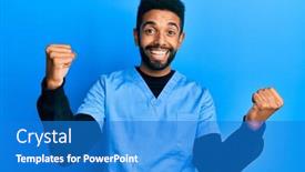  Presentation with male nurse - Presentation consisting of handsome-hispanic-man-with-beard background and a teal colored foreground