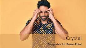  Presentation with 80s - PPT theme featuring handsome-hispanic-man-with-beard background and a yellow colored foreground