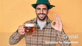  Presentation with beard - Presentation design featuring handsome-hispanic-man-with-beard background and a coral colored foreground