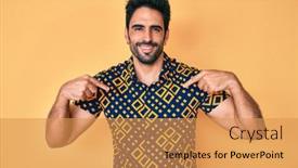  Presentation with 80s disco - Cool new theme with handsome-hispanic-man-with-beard backdrop and a yellow colored foreground