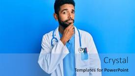  Presentation with beard - Beautiful PPT theme featuring handsome-hispanic-man-with-beard backdrop and a light blue colored foreground
