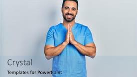  Presentation with male nurse - Presentation theme featuring handsome-hispanic-man-with-beard background and a  colored foreground