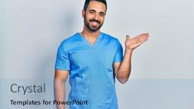  Presentation with male nurse - Slide set featuring handsome-hispanic-man-with-beard background and a  colored foreground